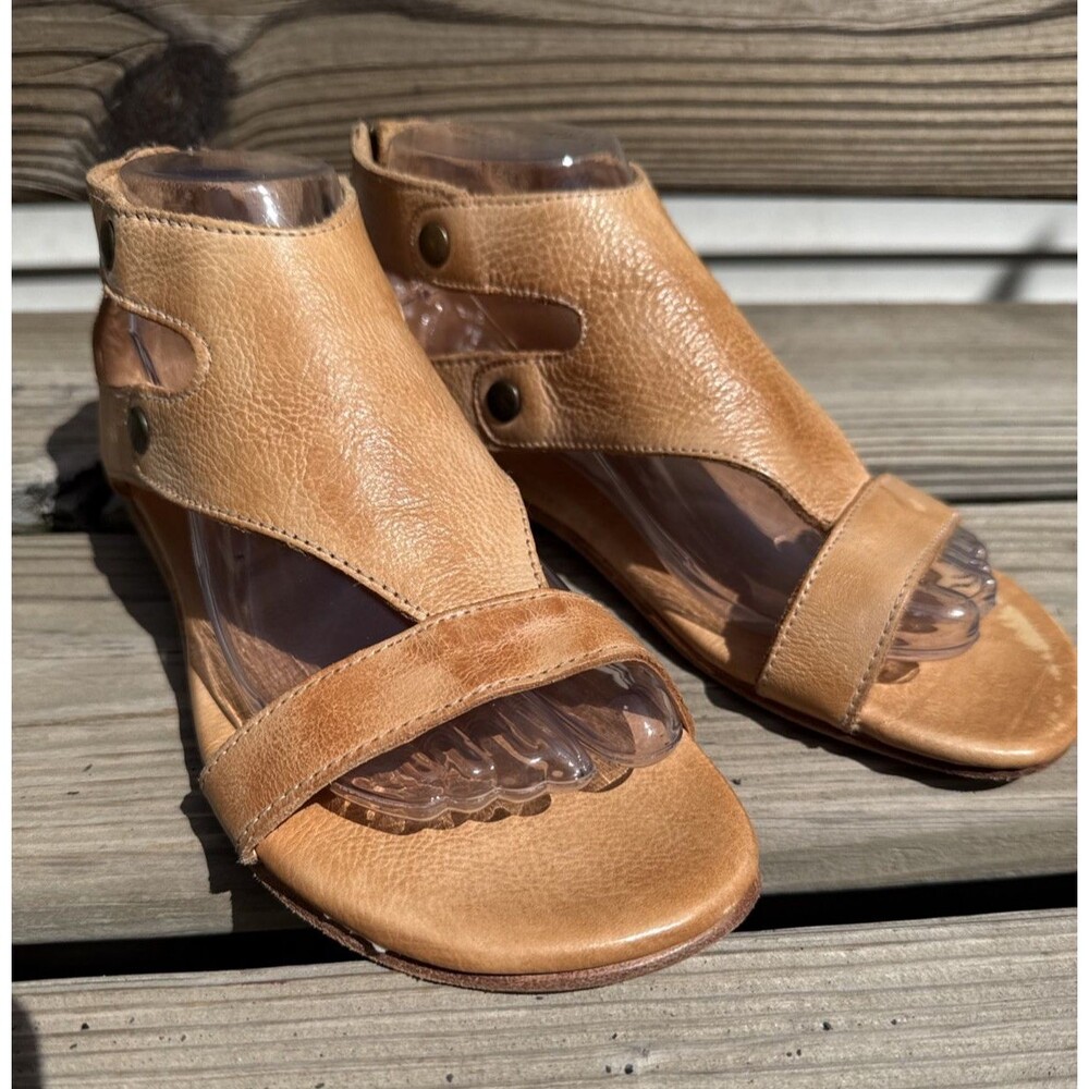 Bed Stu Women’s Tan Distressed Sandals Size 8 Zip Ankle Open Toe Leather $149 - Picture 8 of 9